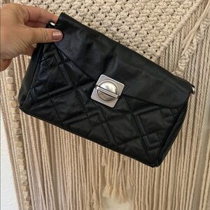 Marc by Marc Jacobs Black Quilted Leather Clutch with Silver Turn-Lock